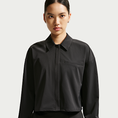 Nike ブラック アンダーシャツ ジップアップ Nike 24.7 PerfectStretch Women's Dri-FIT Cropped Long-Sleeve Top